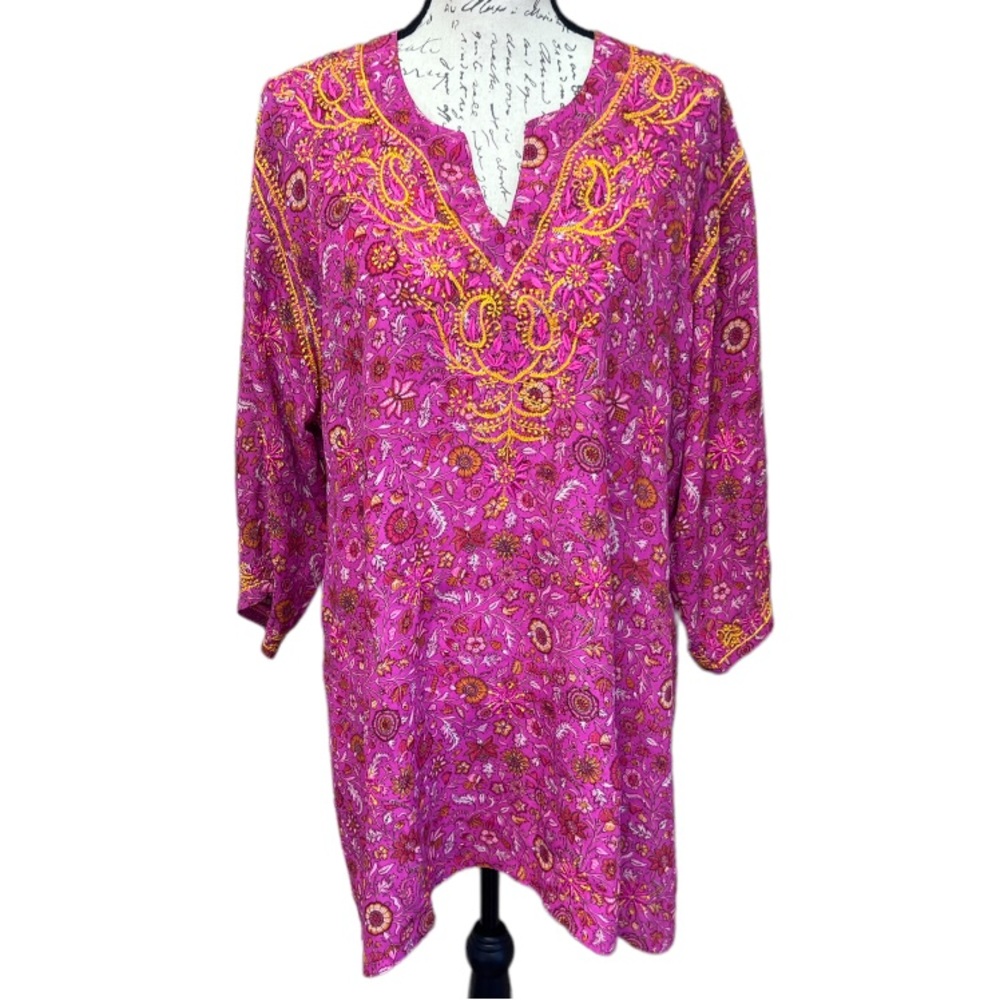 Jennifer T Knit Couture 100% Silk Paisley Embroidered Tunic